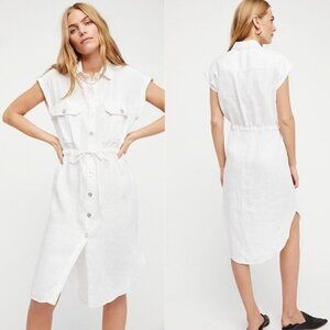 Free People Meet Me Halfway Linen Shirt Dress​